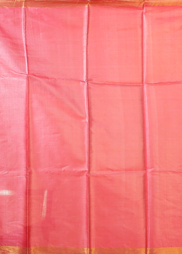 Purple Handloom Tussar Pure Silk Saree With Blouse Piece