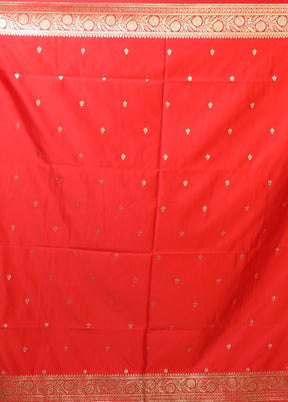 Pink Banarasi Silk Saree With Blouse Piece