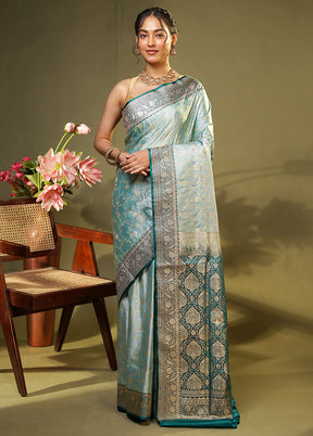 Green Banarasi Silk Saree With Blouse Piece