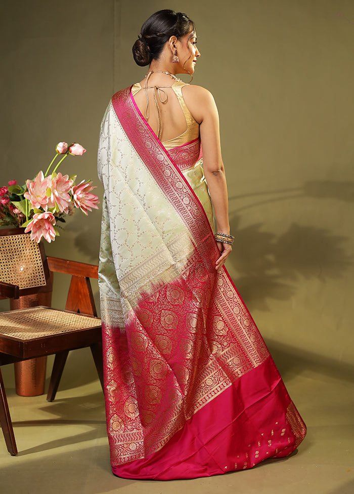 Cream Banarasi Silk Saree With Blouse Piece