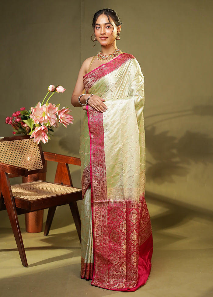 Green Banarasi Silk Saree With Blouse Piece