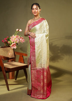 Green Banarasi Silk Saree With Blouse Piece