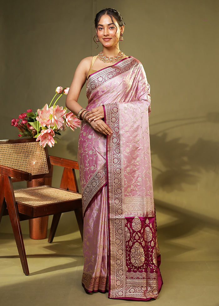 Purple Banarasi Silk Saree With Blouse Piece