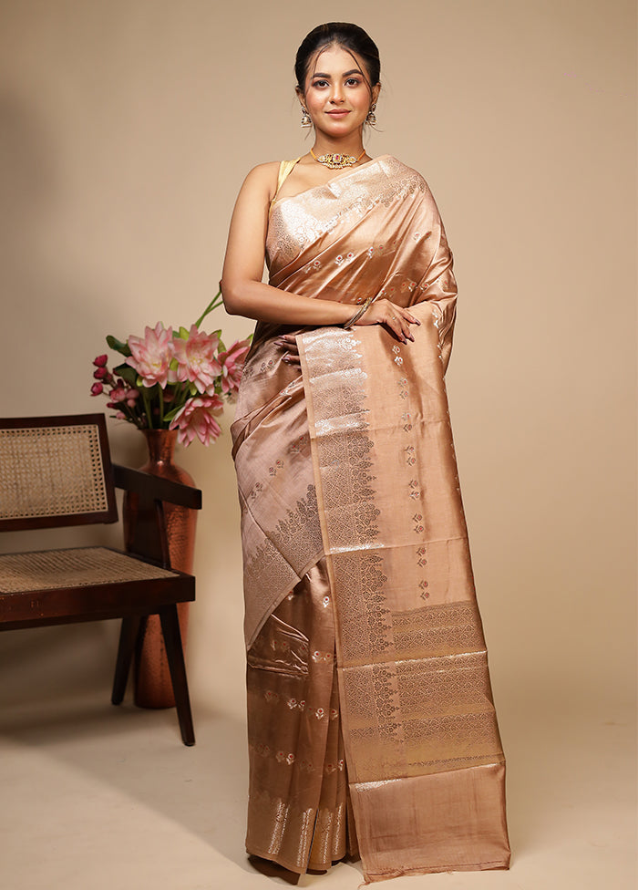 Cream Dupion Silk Saree With Blouse Piece