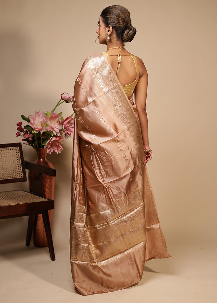 Brown Dupion Silk Saree With Blouse Piece