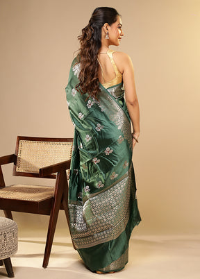 Green Dupion Silk Saree With Blouse Piece