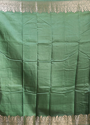 Green Dupion Silk Saree With Blouse Piece