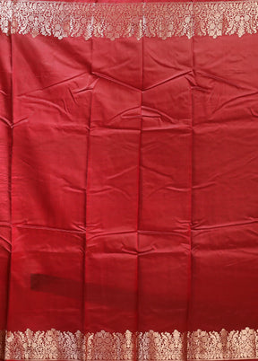 Maroon Dupion Silk Saree With Blouse Piece
