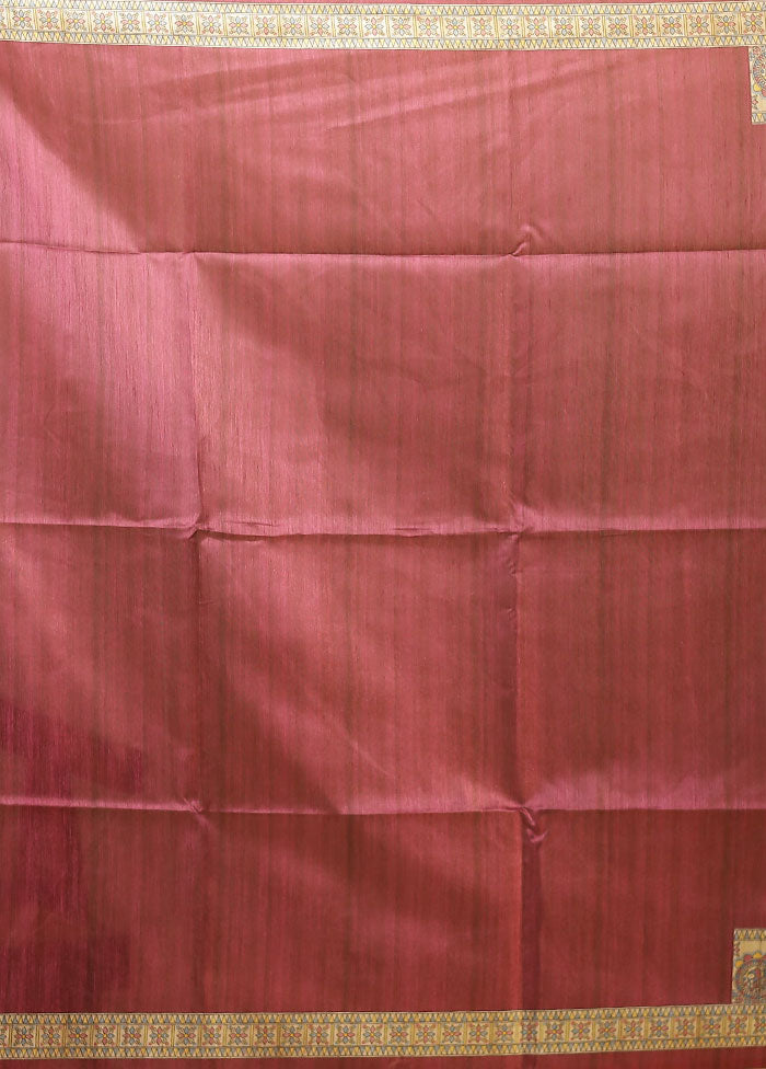 Purple Tussar Silk Saree With Blouse Piece