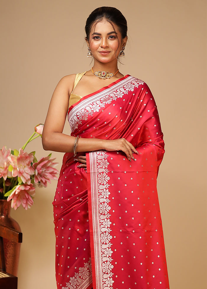 Pink Katan Silk Saree With Blouse Piece