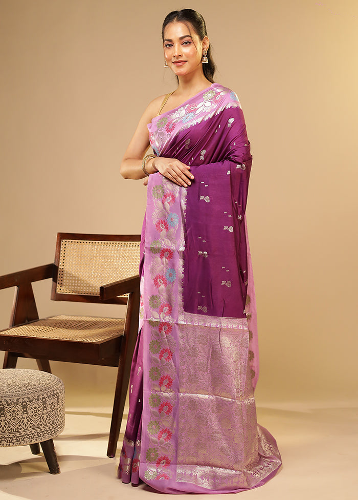 Purple Dupion Silk Saree With Blouse Piece