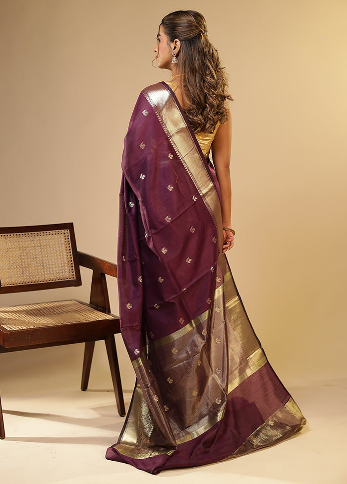Purple Cotton Saree With Blouse Piece