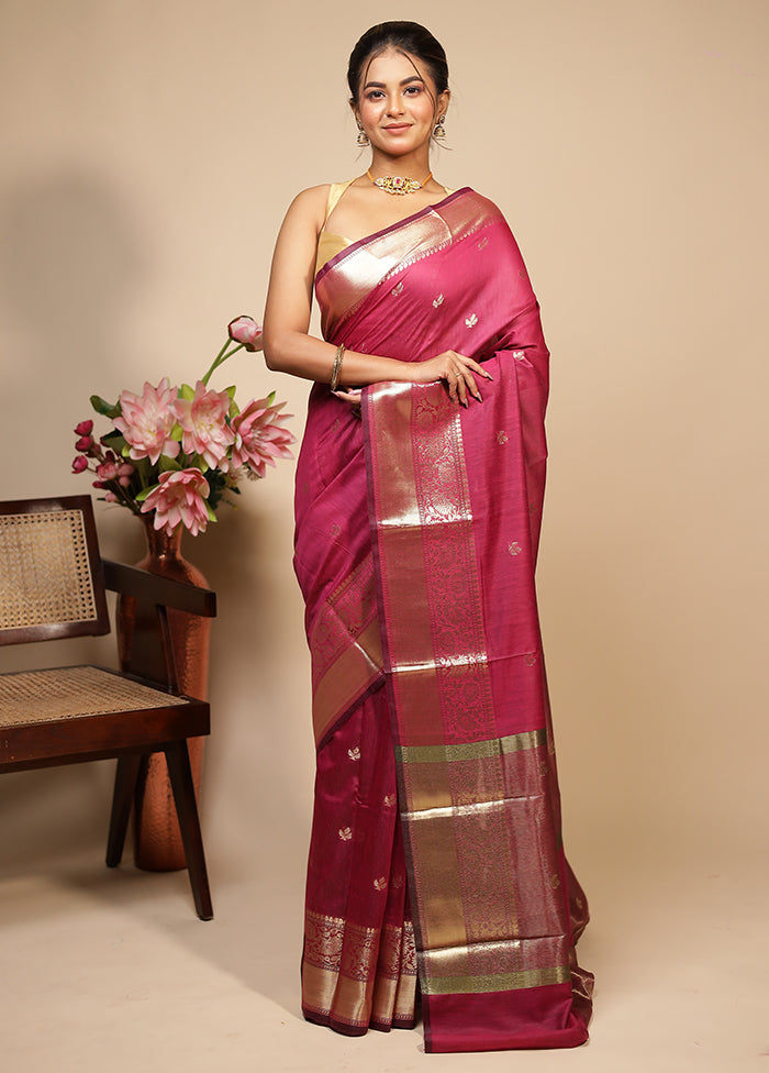 Purple Cotton Saree With Blouse Piece