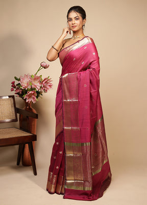 Purple Cotton Saree With Blouse Piece