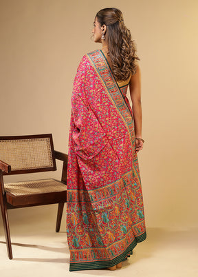 Pink Dupion Silk Saree With Blouse Piece