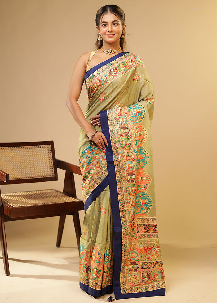 Multicolor Dupion Silk Saree With Blouse Piece
