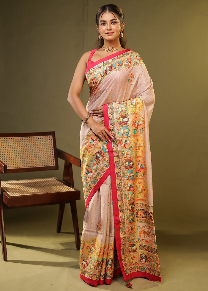 Multicolor Dupion Silk Saree With Blouse Piece