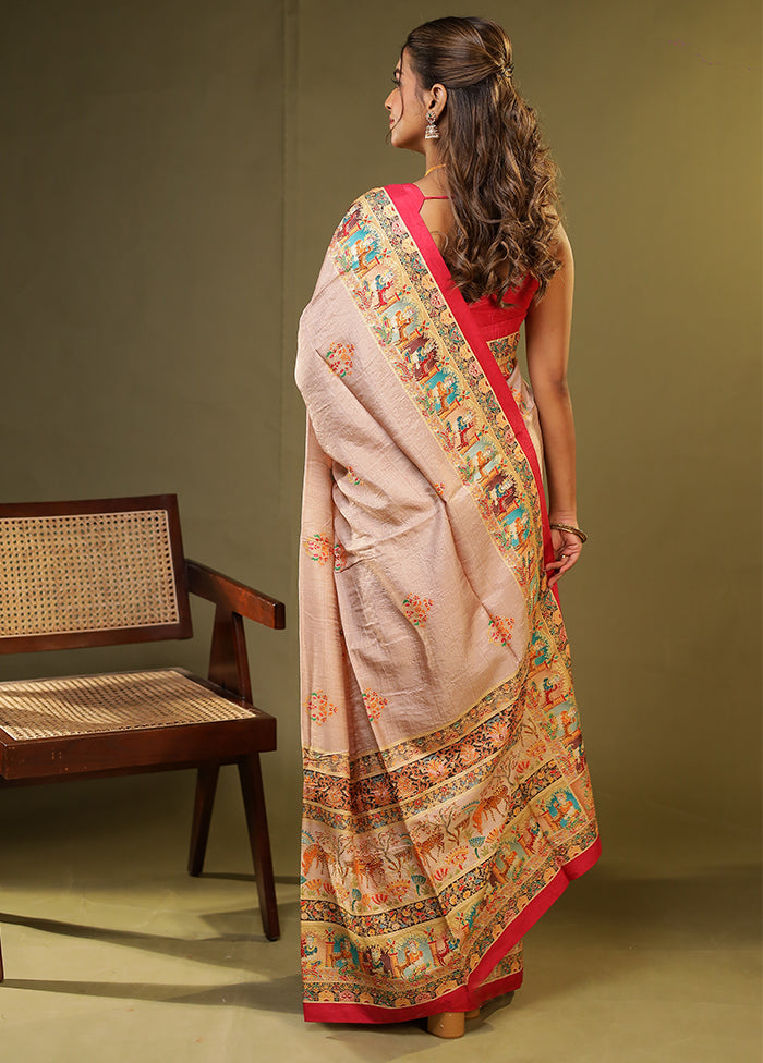 Multicolor Dupion Silk Saree With Blouse Piece
