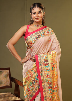 Multicolor Dupion Silk Saree With Blouse Piece