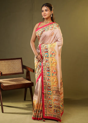 Multicolor Dupion Silk Saree With Blouse Piece