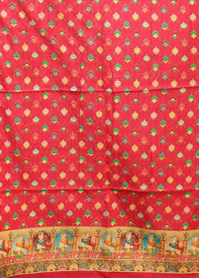 Multicolor Dupion Silk Saree With Blouse Piece