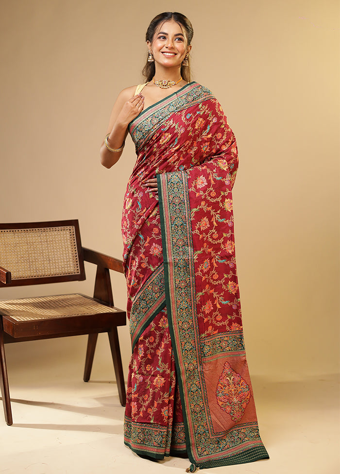Purple Dupion Silk Saree With Blouse Piece