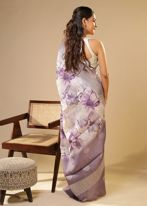 Cream Tussar Silk Saree With Blouse Piece