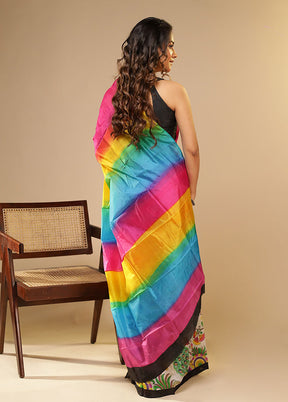Pink Printed Pure Silk Saree Without Blouse Piece