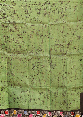 Green Printed Pure Silk Saree Without Blouse Piece