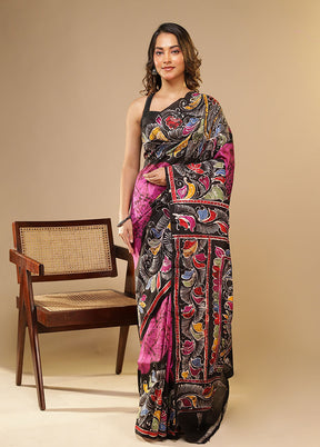 Pink Printed Pure Silk Saree Without Blouse Piece