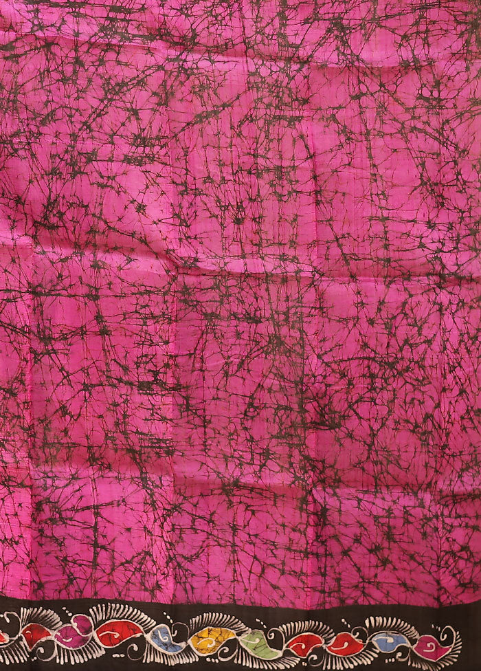 Pink Printed Pure Silk Saree Without Blouse Piece