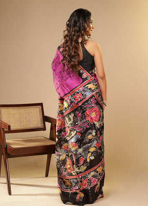 Pink Printed Pure Silk Saree Without Blouse Piece