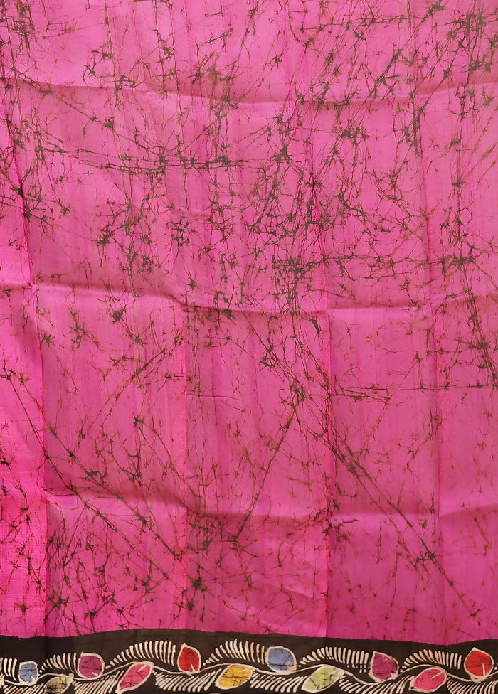 Pink Printed Pure Silk Saree Without Blouse Piece