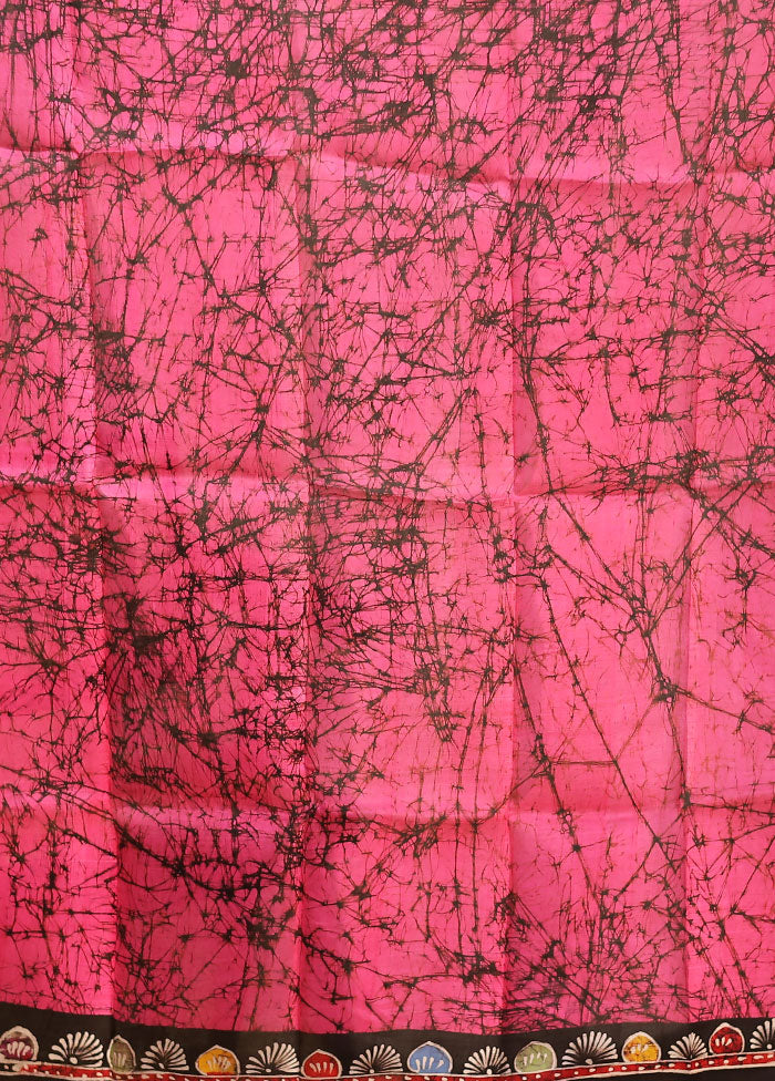 Pink Printed Pure Silk Saree Without Blouse Piece