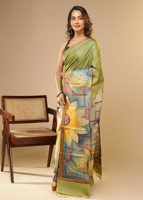 Multicolor Printed Pure Silk Saree Without Blouse Piece