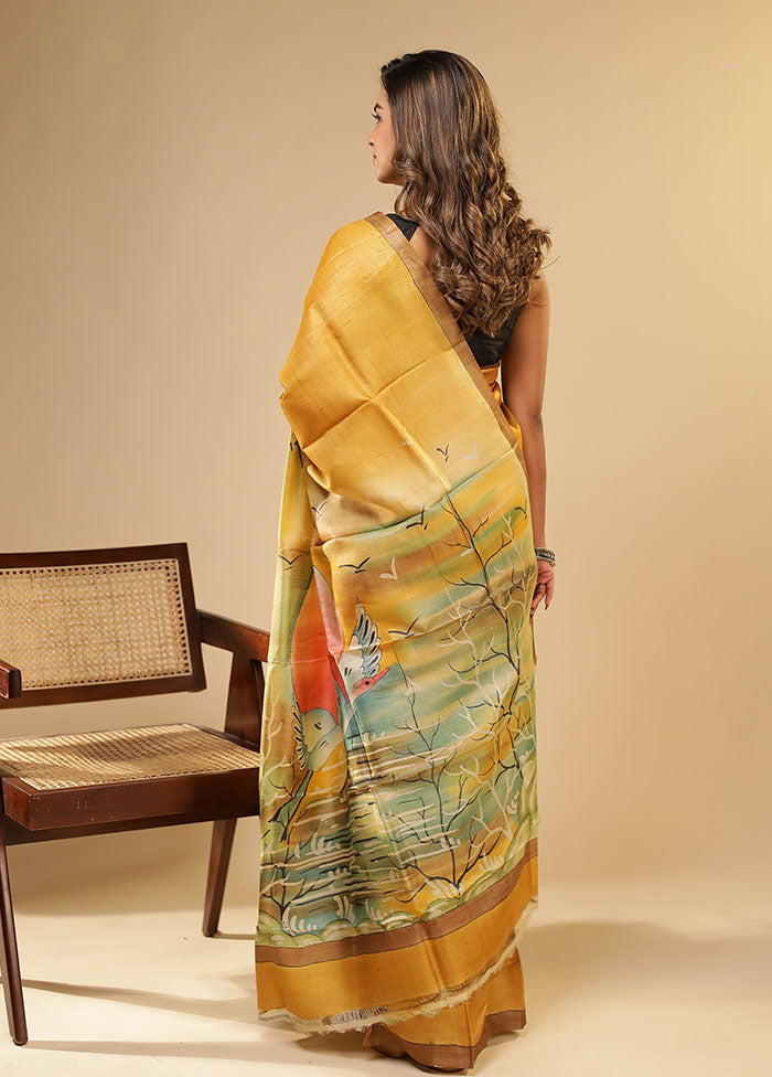 Multicolor Printed Pure Silk Saree Without Blouse Piece