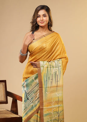 Multicolor Printed Pure Silk Saree Without Blouse Piece