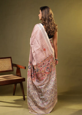 Cream Tussar Silk Saree With Blouse Piece