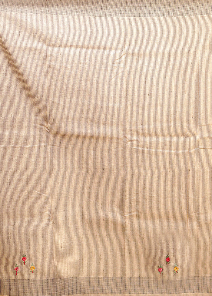 Pink Tussar Silk Saree With Blouse Piece