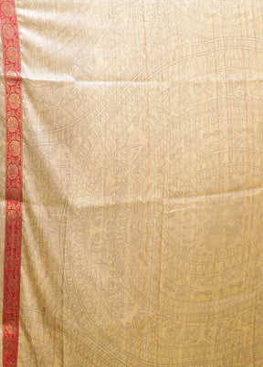 Cream Tussar Silk Saree With Blouse Piece