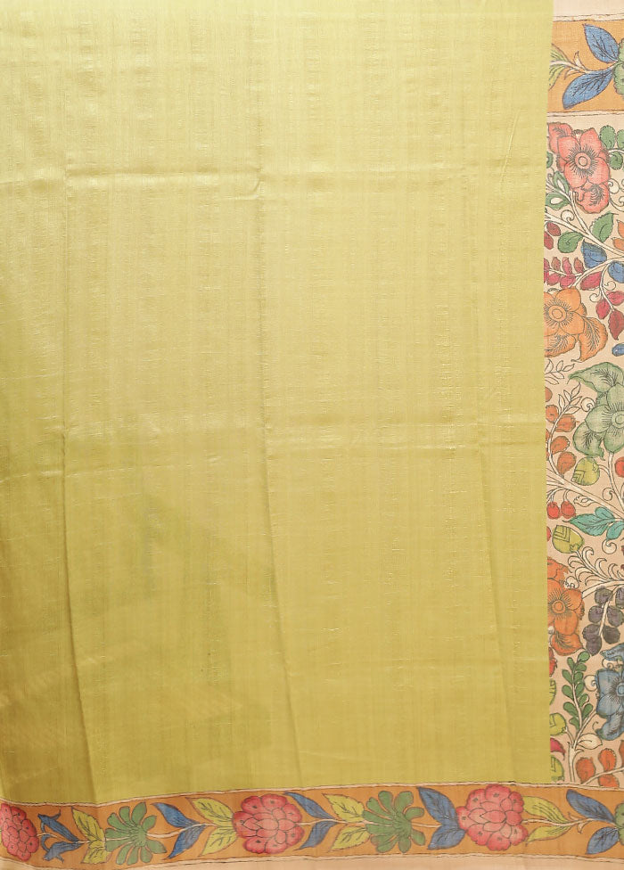 Cream Tussar Silk Saree With Blouse Piece