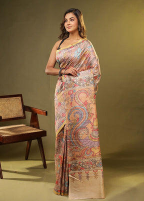 Purple Tussar Silk Saree With Blouse Piece