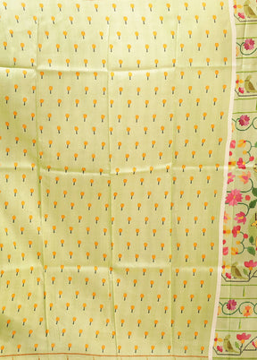 Green Printed Pure Silk Saree With Blouse Piece