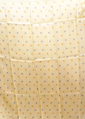 Cream Printed Pure Silk Saree Without Blouse Piece