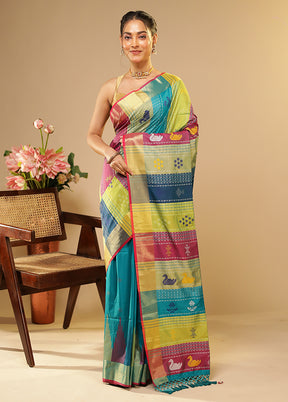 Multicolor Kalakethra Saree With Blouse Piece