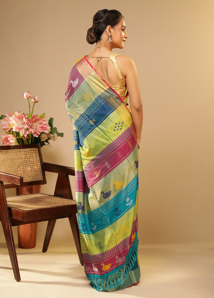 Multicolor Kalakethra Saree With Blouse Piece