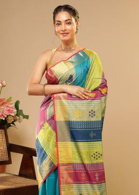 Multicolor Kalakethra Saree With Blouse Piece