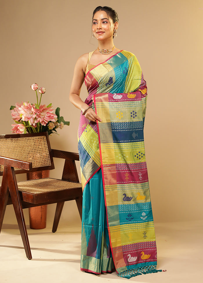 Multicolor Kalakethra Saree With Blouse Piece