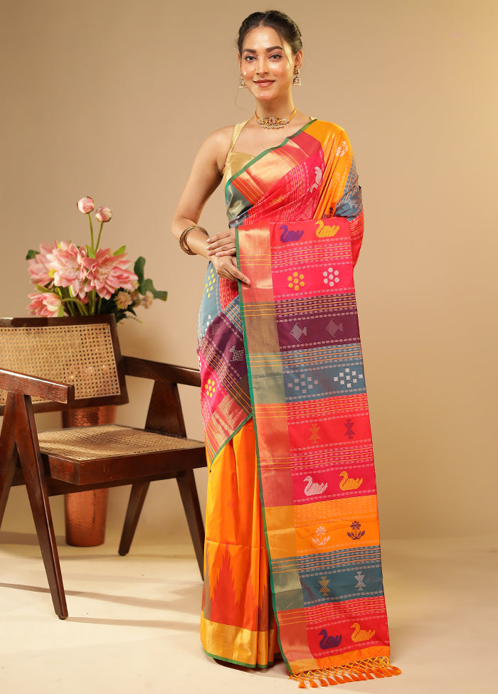 Multicolor Kalakethra Saree With Blouse Piece