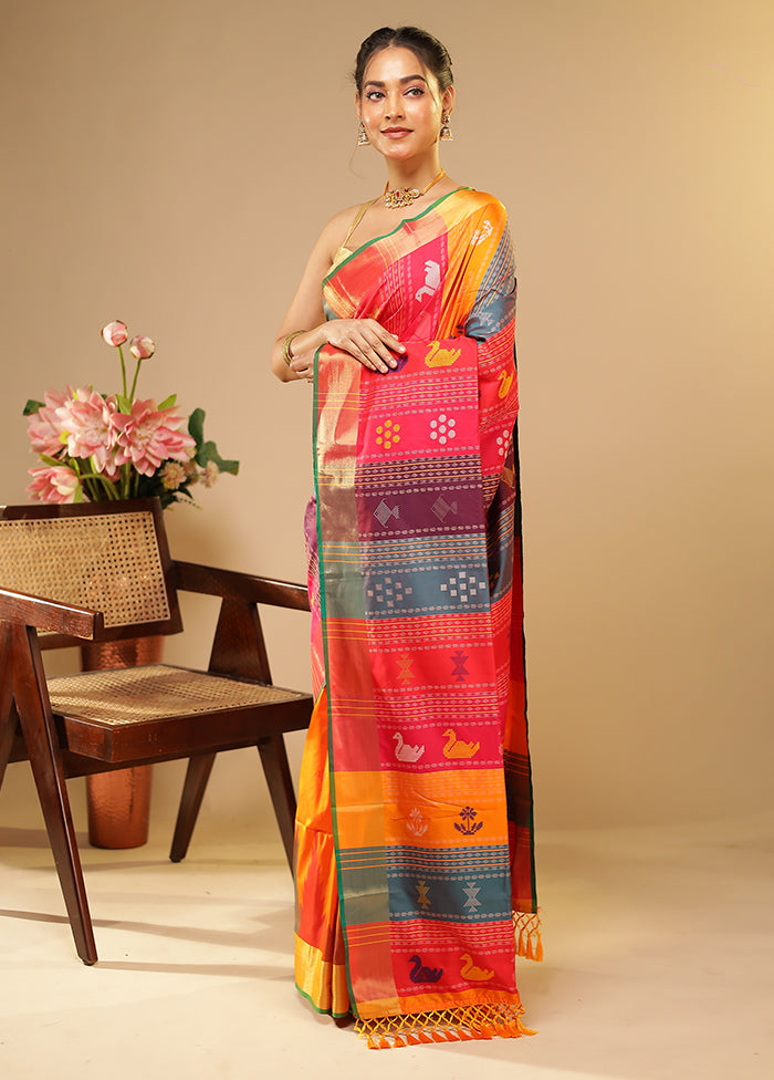 Multicolor Kalakethra Saree With Blouse Piece